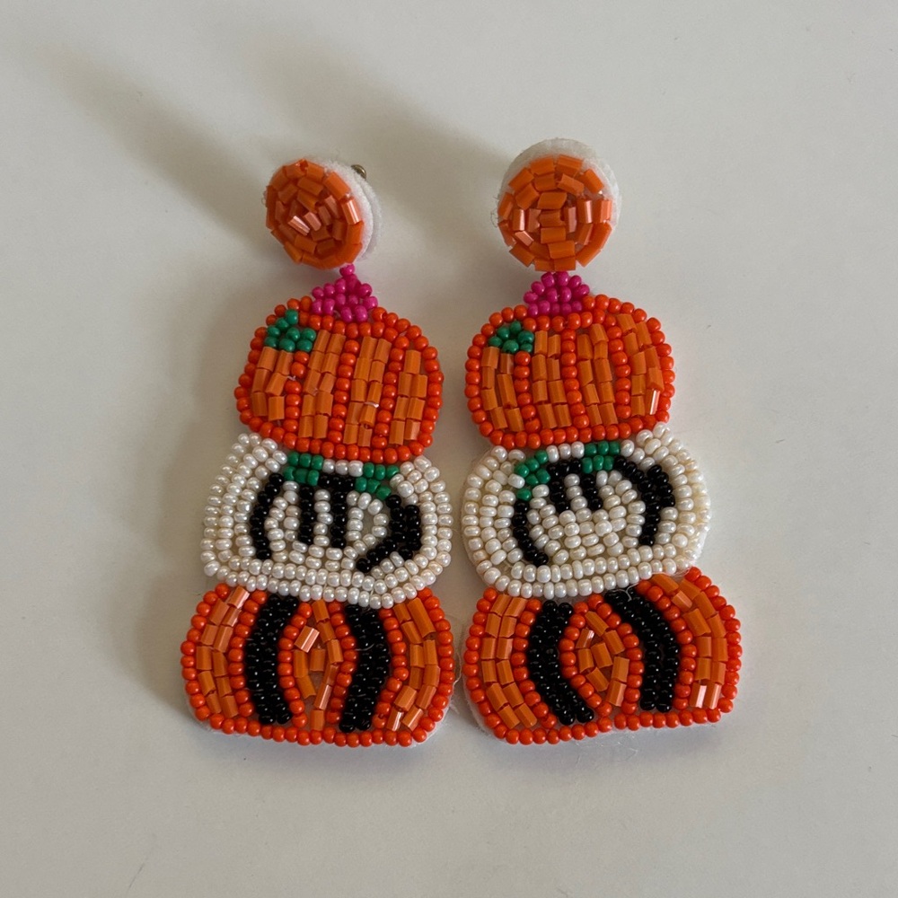 Beaded Pumpkin Earrings